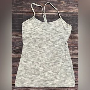 Lululemon Grey and White Power Y Tank- Size 8